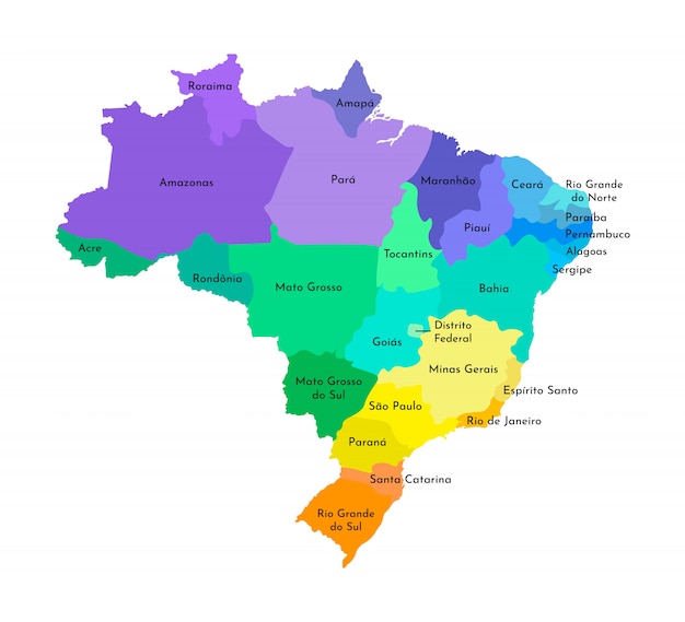 ブラジルの簡易行政地図 プレミアムベクター