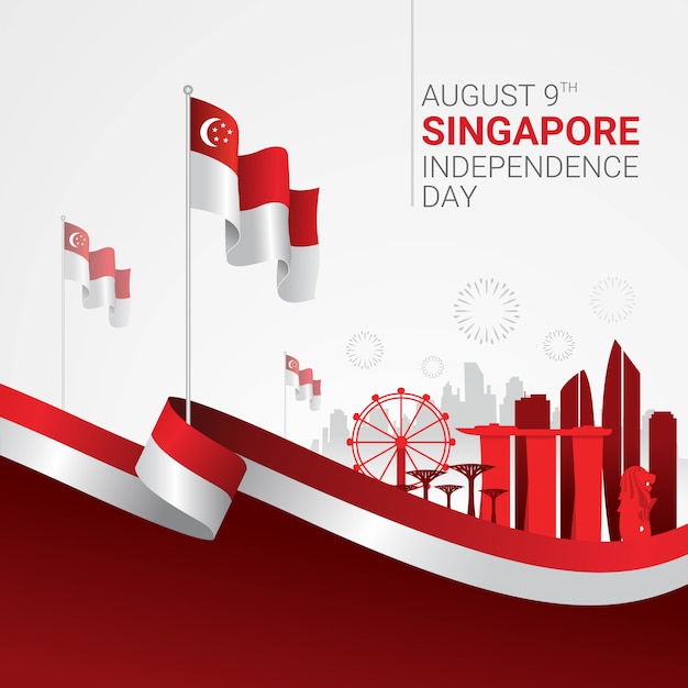 Singapore independence day celebration Vector | Premium ...