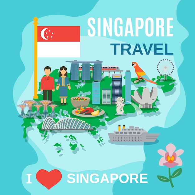 Poster Destinasi Wisata Kuliner Singapore Flag - IMAGESEE