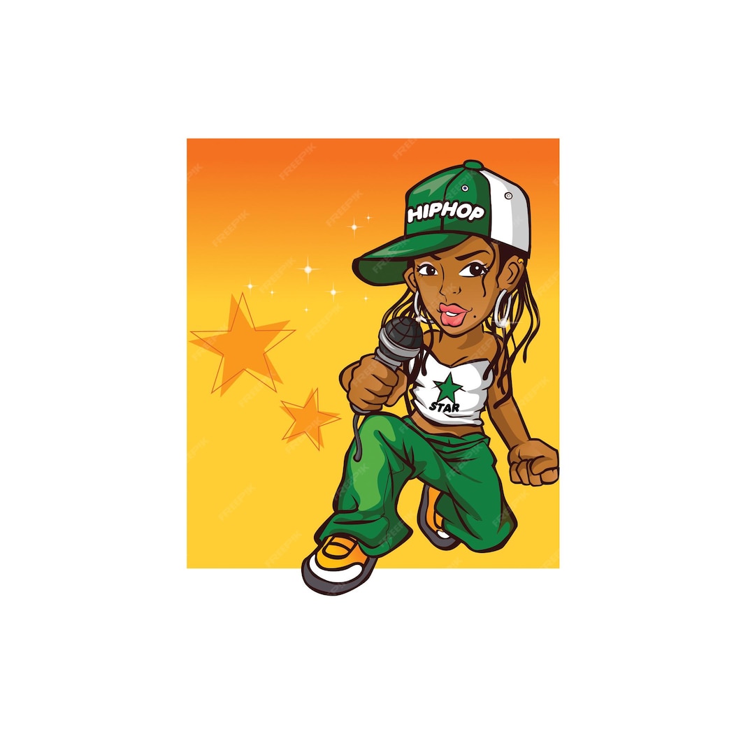 Premium Vector | Singing hip hop girl