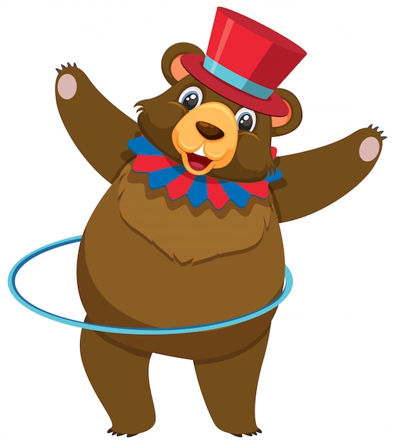 Premium Vector | Single character of circus bear on white