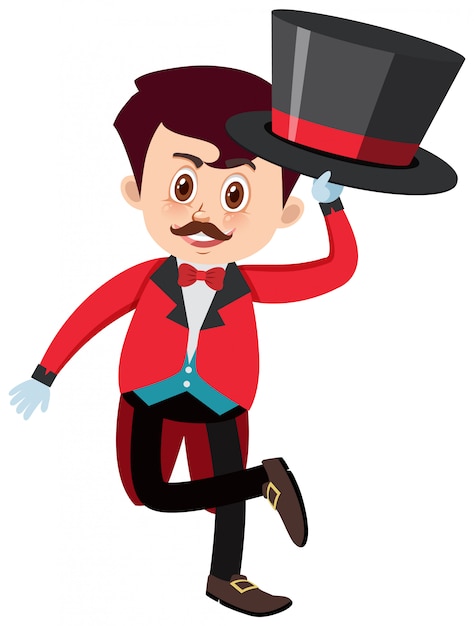 Premium Vector | Single character of circus master on white background