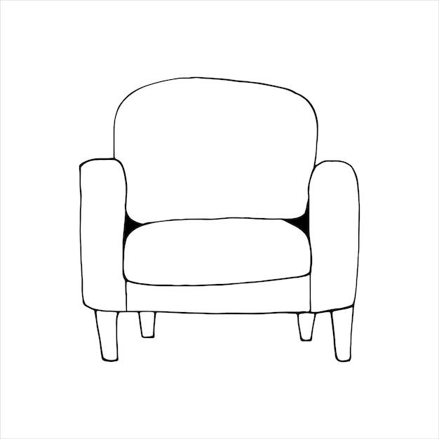 Premium Vector | Single element of armchair in doodle set. home office ...