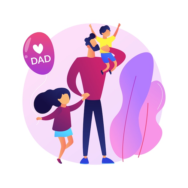 Single Father Abstract Concept Illustration Single Parent Family Fatherhood Happy Kid Son And Daughter Man Feeding Carrying Baby Help In Study Good Dad Free Vector On Freepik