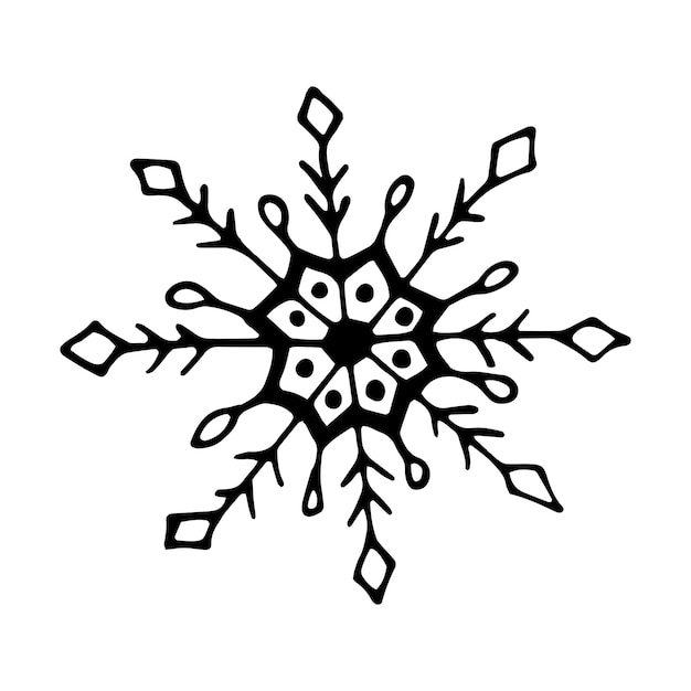 Premium Vector | Single hand drawn snowflake. doodle vector ...