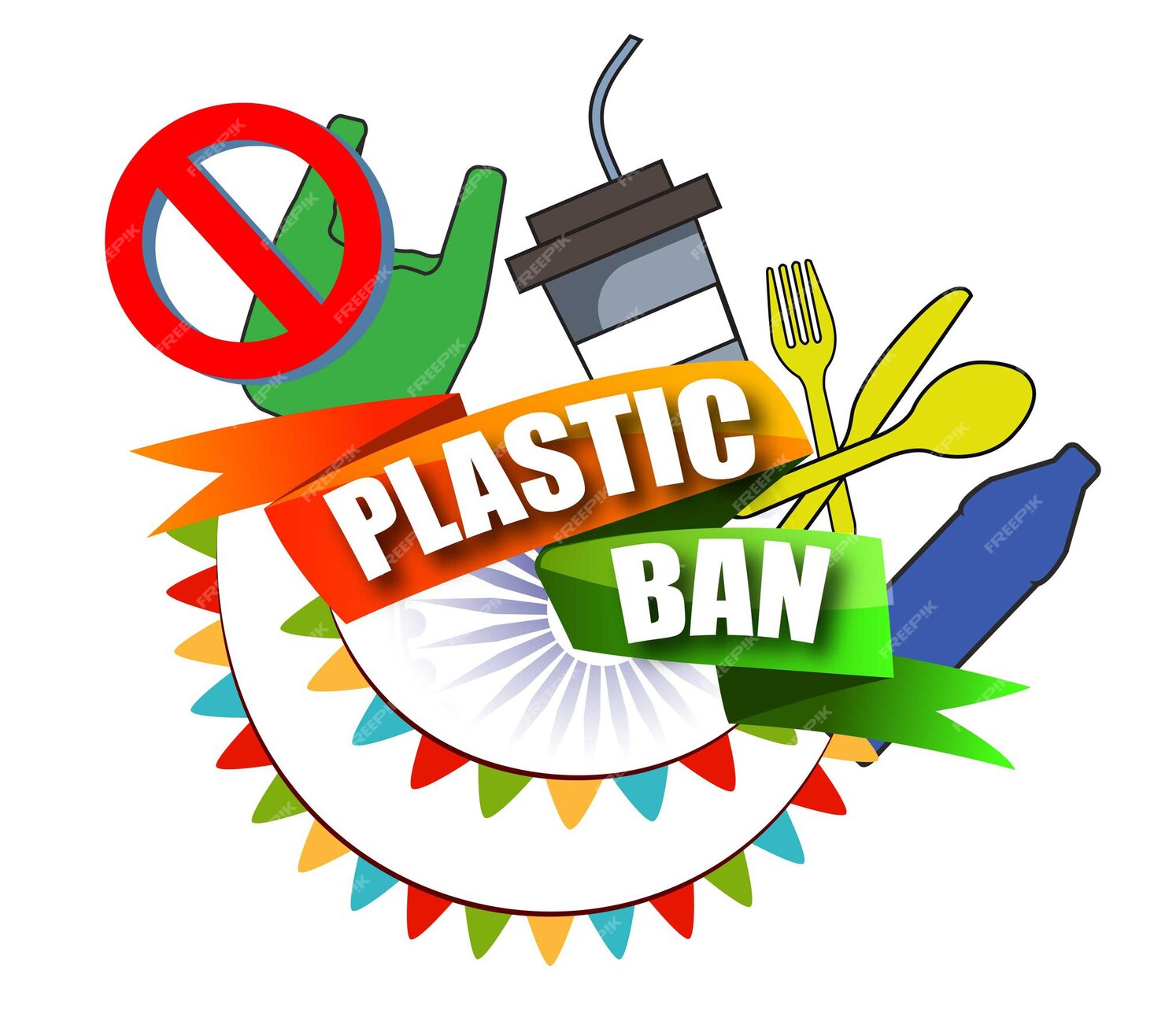 Premium Vector Single use plastic ban environmental concept say no to