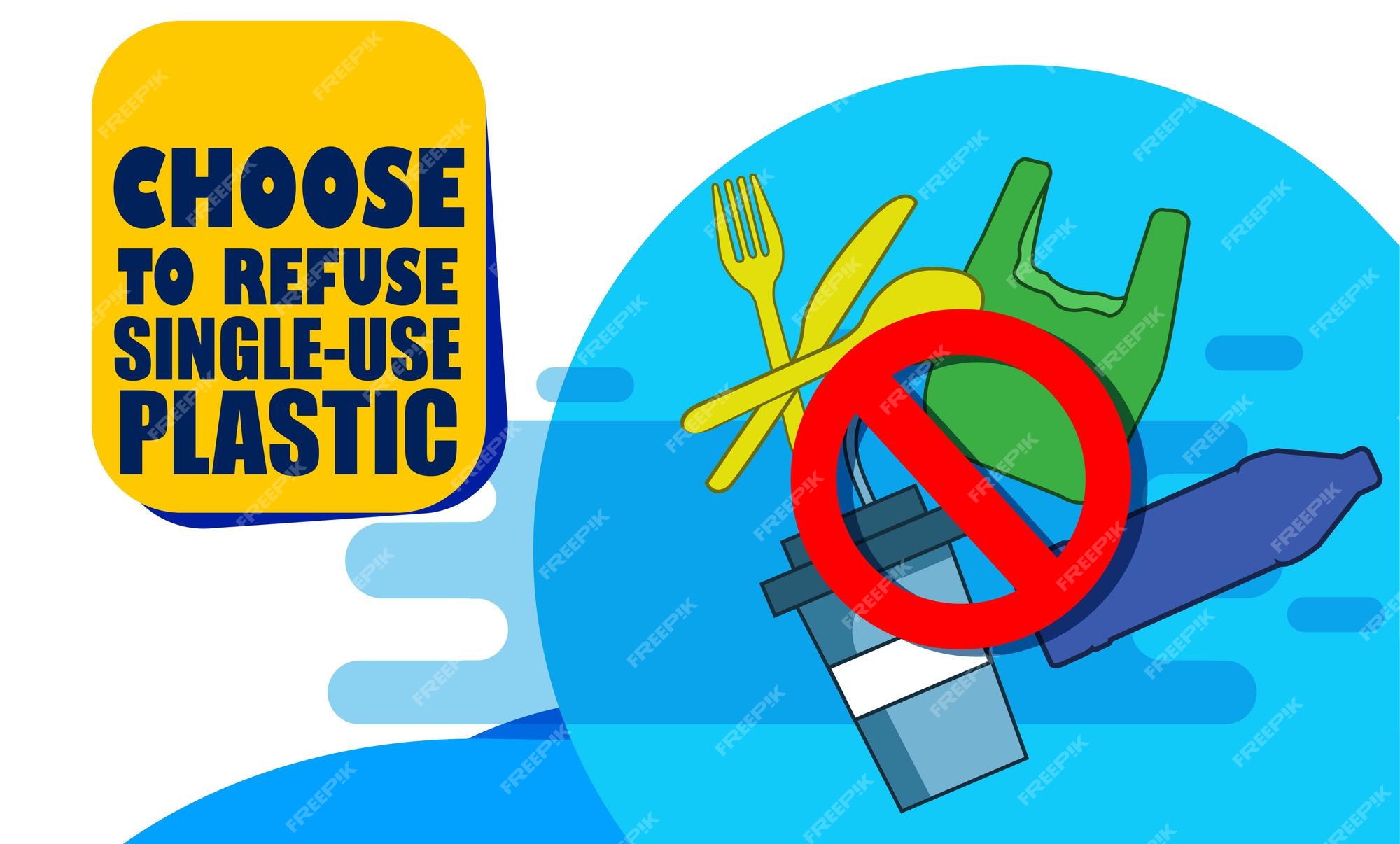 Premium Vector Single use plastic ban environmental concept say no to