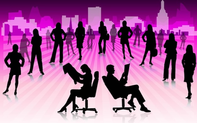 Sitting people and business people
silhouette