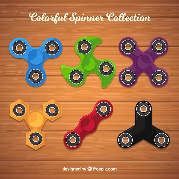Six color spinners in flat design
