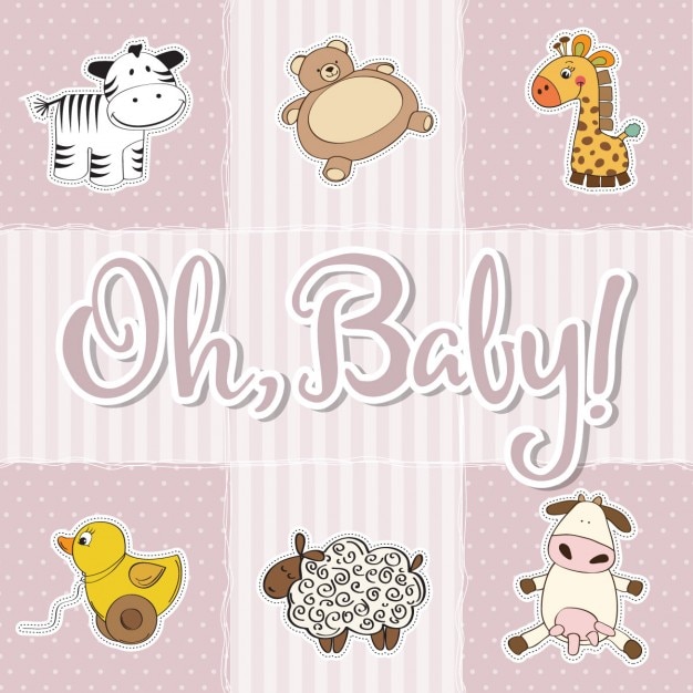 Six cute animals for baby shower
