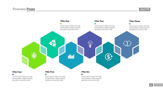 Premium Vector | Six hexagons scheme slide template