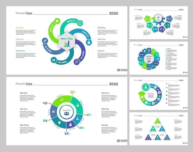 Free Vector | Six production slide templates set