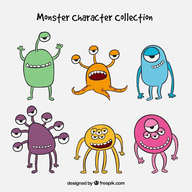 free-vector-six-types-of-monster-characters