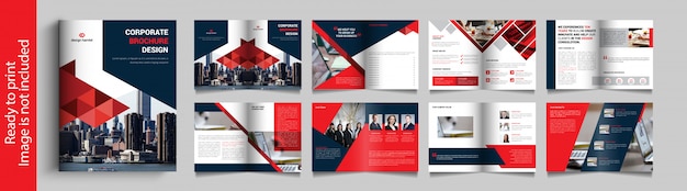 Sixteen pages business brochure Premium Vector