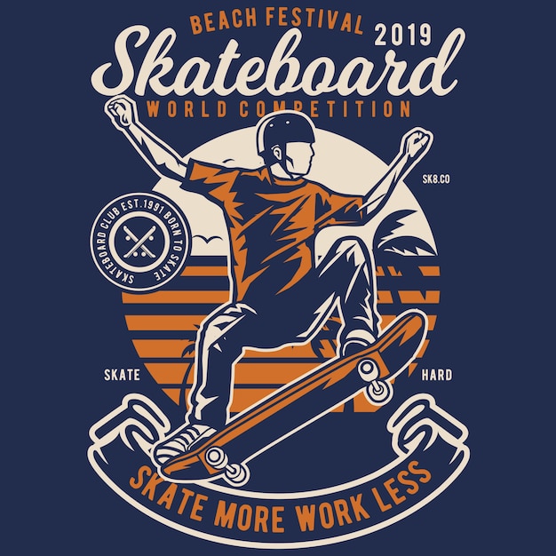 Premium Vector Skateboard beach