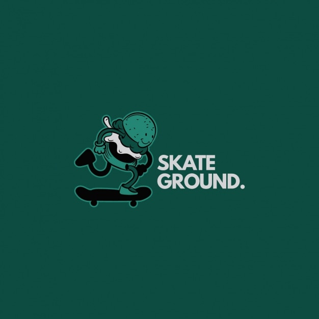 Skateboard logo on a green background