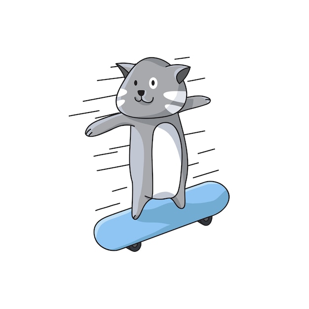 Premium Vector Skateboarding cat characters