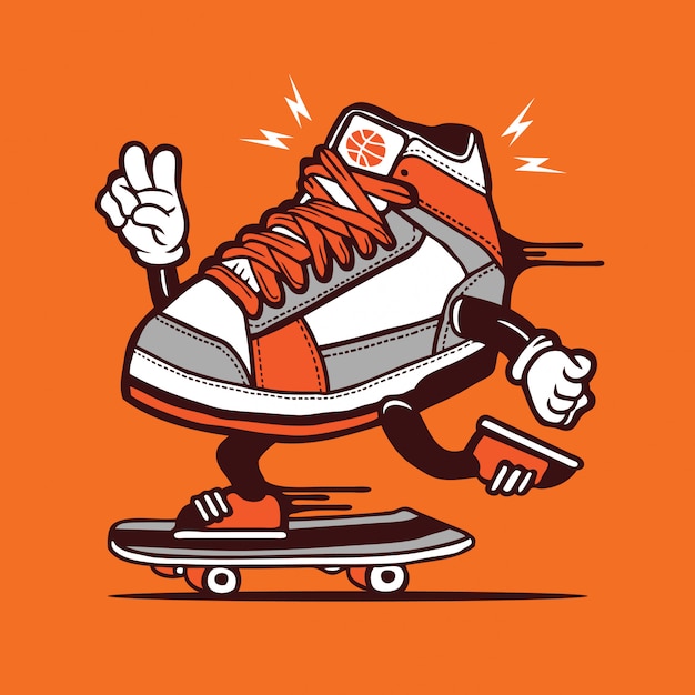 Premium Vector | Skater basketball sneakers skateboarding character design