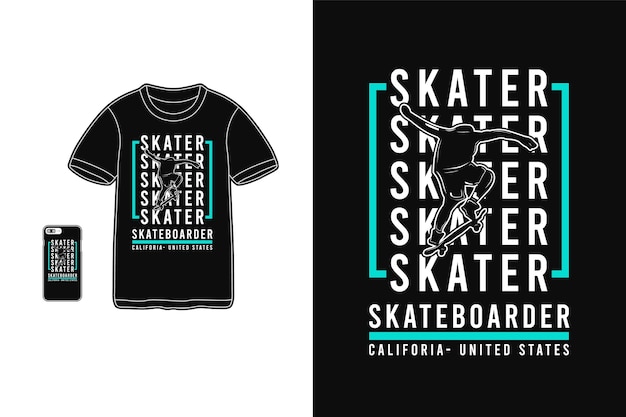 Download Premium Vector | Skater california tshirt merchandise silhouette mockup