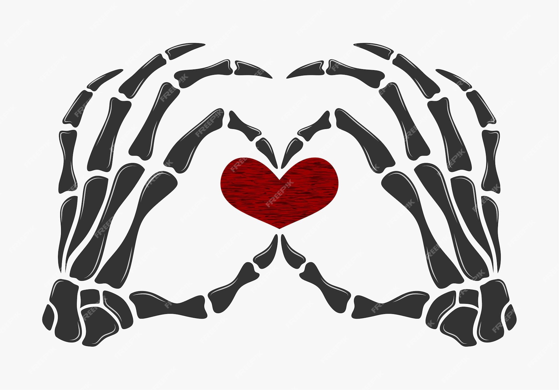 Premium Vector Skeleton hand showing heart shape