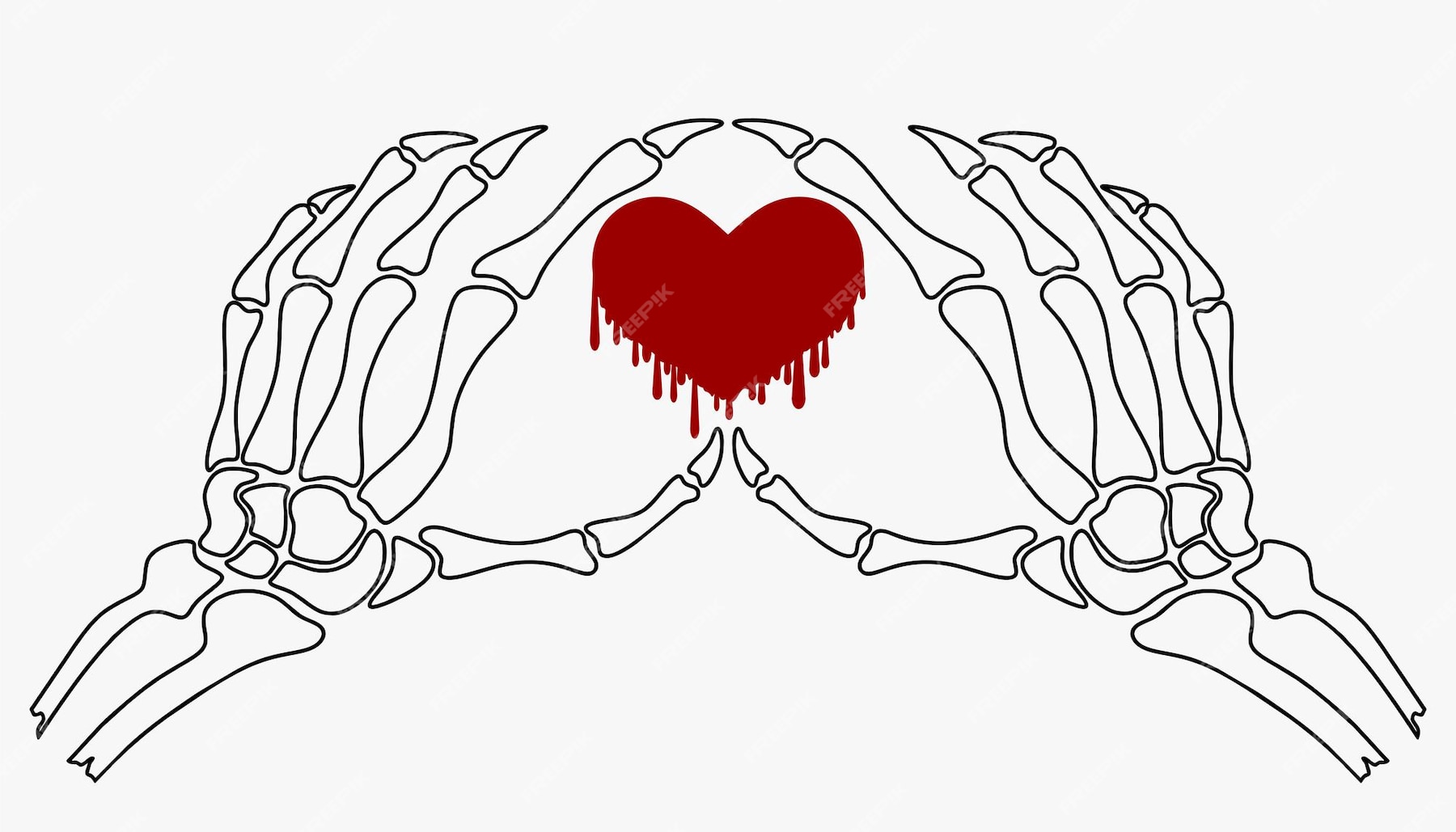 Premium Vector Skeleton hand showing heart shape