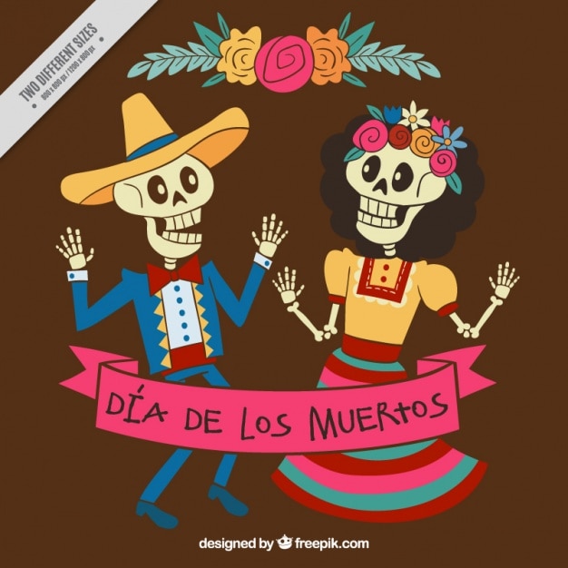 Skeletons dancing to celebrate the day of the\
dead