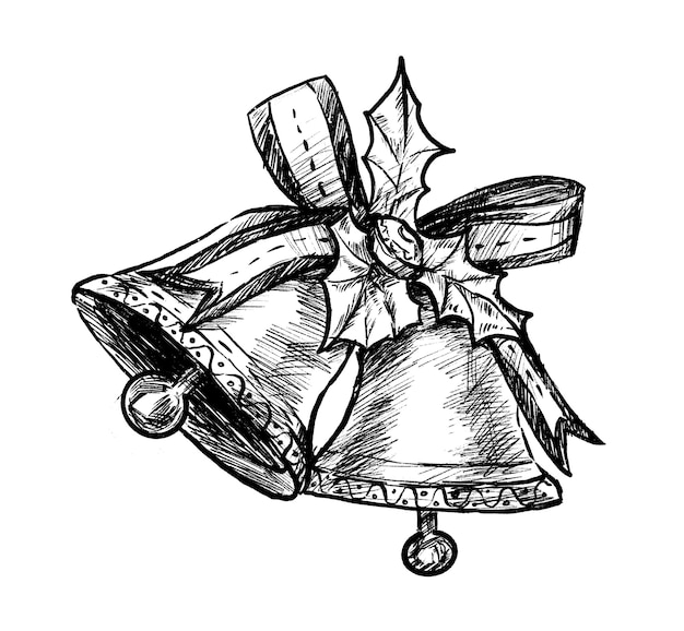 Premium Vector Sketch of christmas bells hand draw
