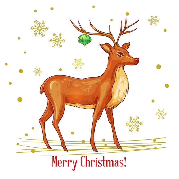 Premium Vector | Sketch christmas deer