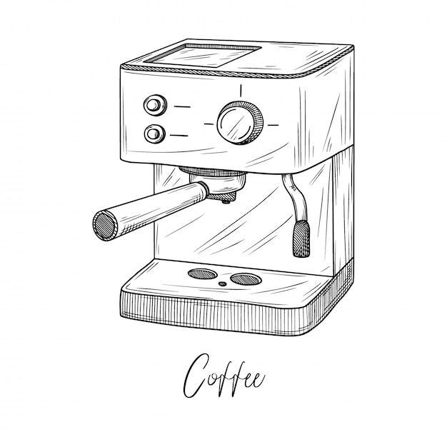 Premium Vector Sketch of coffee maker isolated illustration