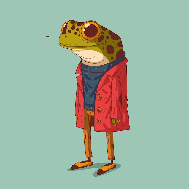 Premium Vector | Sketch drawn vector illustration of humanized frog ...