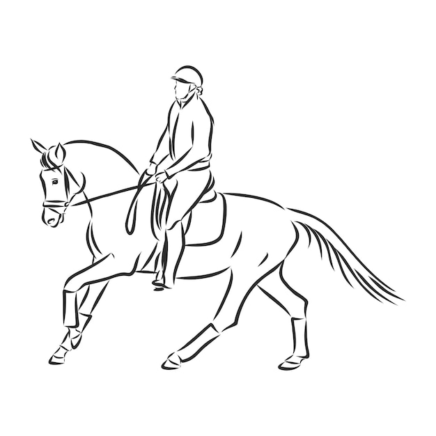 Premium Vector | A sketch of a dressage rider on a horse executing the ...