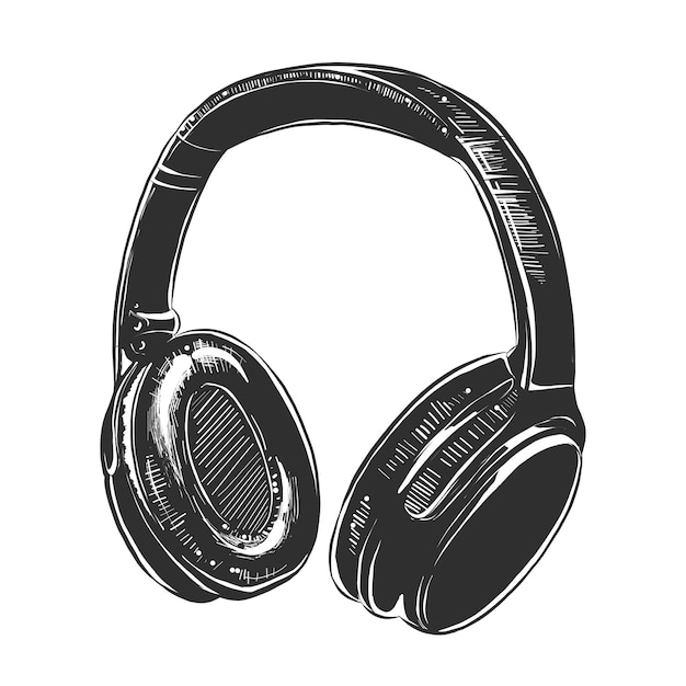 Premium Vector Sketch of headphones in monochrome