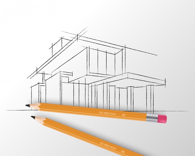 Sketch of house architecture. Premium Vector