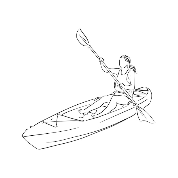 Premium Vector Sketch of kayaking people hand drawn vector