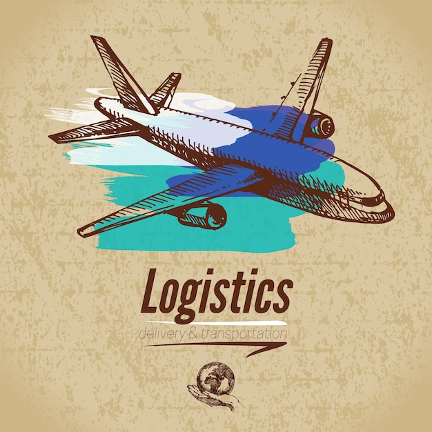 Premium Vector Sketch Logistics And Delivery Poster Cardboard