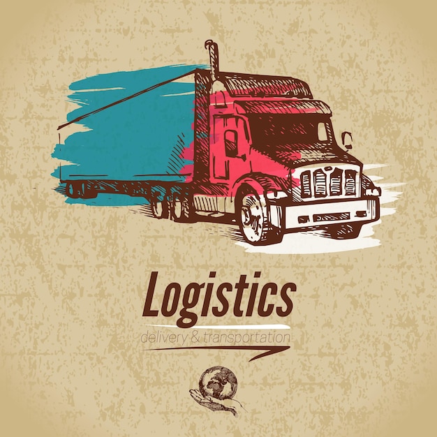 Premium Vector Sketch Logistics And Delivery Poster Cardboard