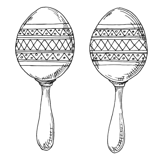 Premium Vector Sketch of maracas isolated on white background.