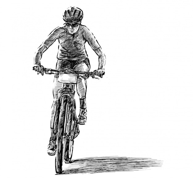 Premium Vector Sketch of the mountain bike competition hand draw