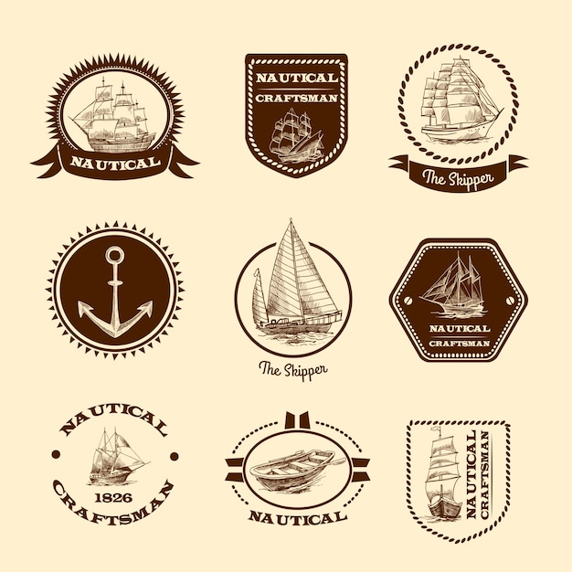 Sketch nautical emblems