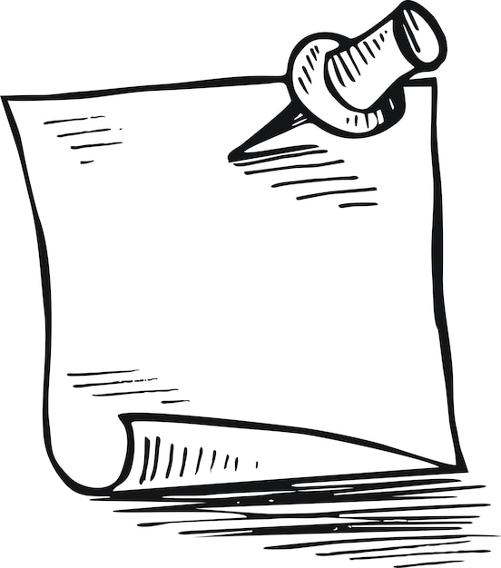 Sketch note papers with pushpins. Vector Premium Download