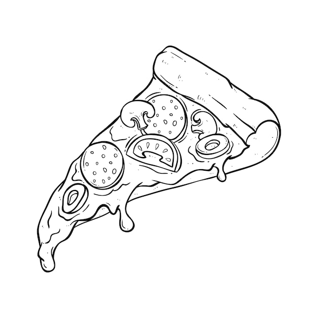 Best Pizza Sketch Drawing for Beginner