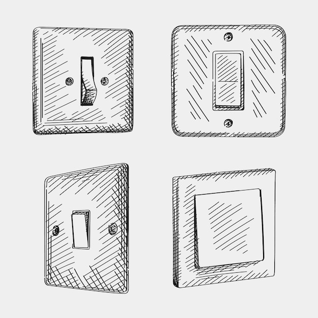 Premium Vector Sketch set of handdrawn of switches. set includes