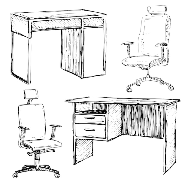 Premium Vector | Sketch set isolated furniture. different office chairs ...