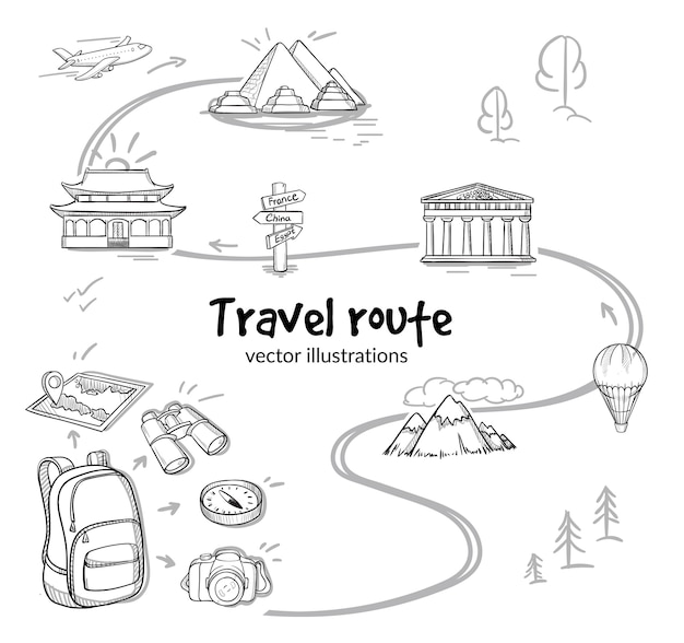 Free Vector Sketch travel route concept