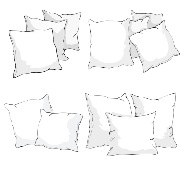 Sketch Vector Illustration Of Pillow Art Pillow Isolated White Pillow Bed Pillow Premium 5082