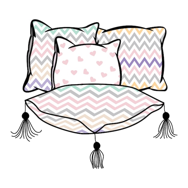 Premium Vector | Sketch Vector Illustration Of Pillow Art Pillow ...