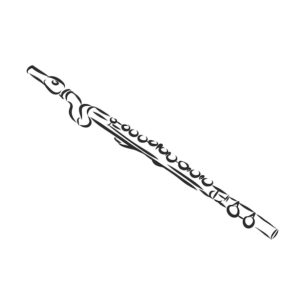 Premium Vector | A sketch wind musical instrument orchestra flute