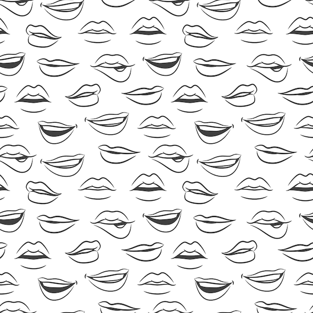 Premium Vector Sketched Female Sexy Lips Seamless Pattern