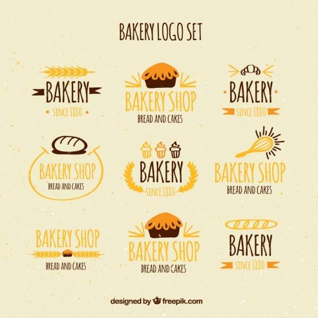 Sketches bakery logo set | Free Vector