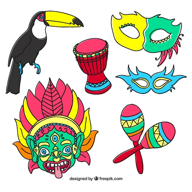 Premium Vector Sketches colourful carnival elements